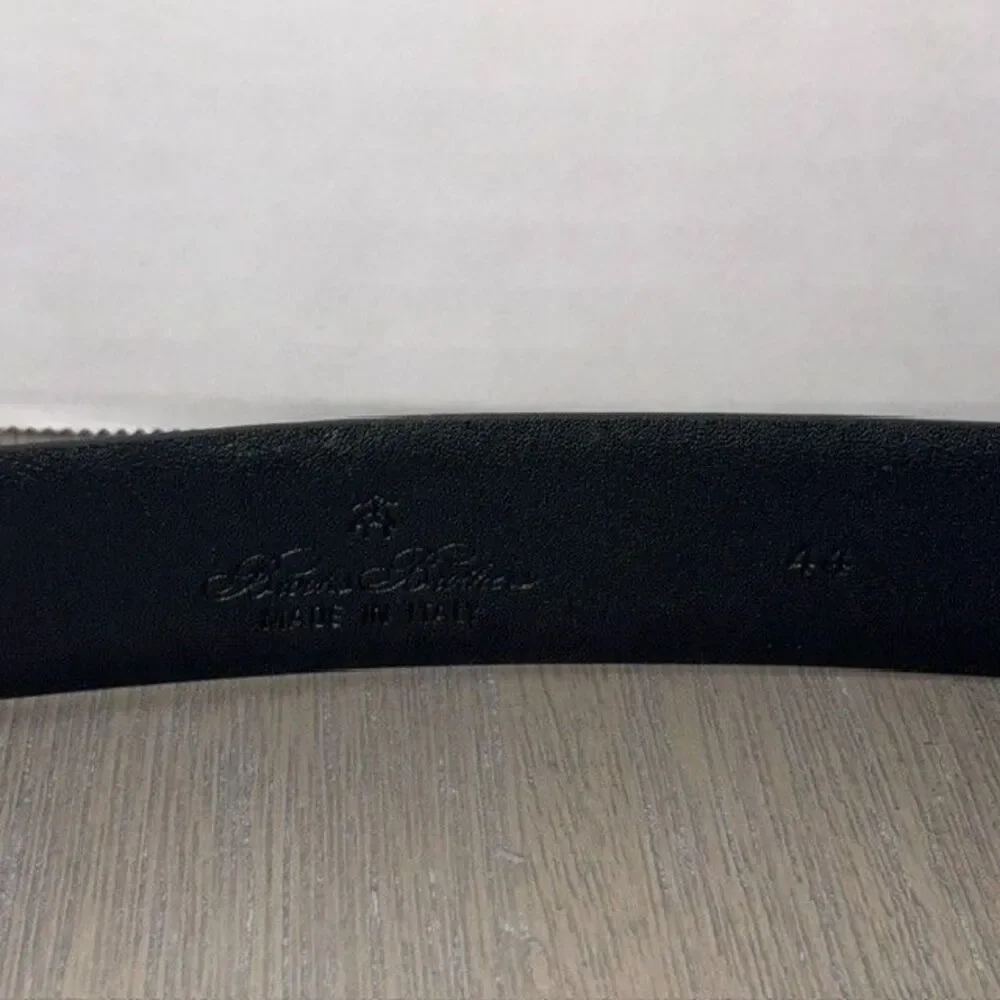 Brooks Brothers Made in Italy Black Genuine Leather Dress Belt Mens Size 44
